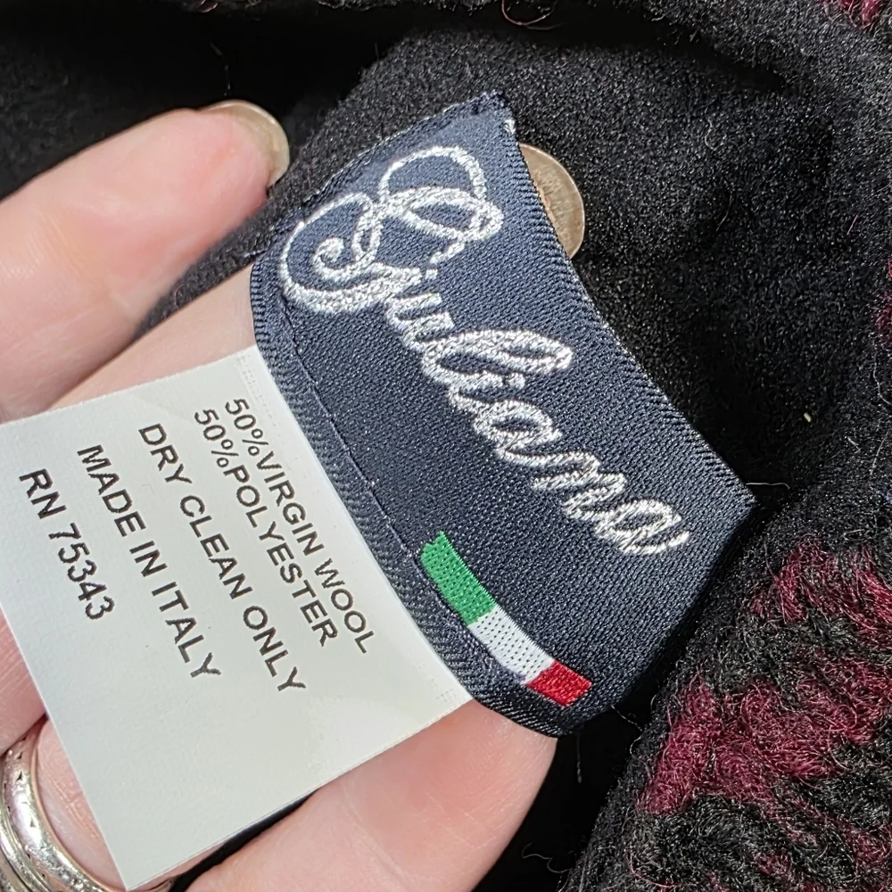 Cappellificio Guliana Italian Wool Blend Burgundy Floral Newsboy Cap